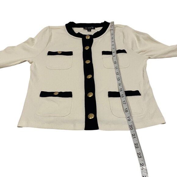 J. Crew Vintage Rib Lady Jacket Blouse Size M White and Black - Picture 7 of 7